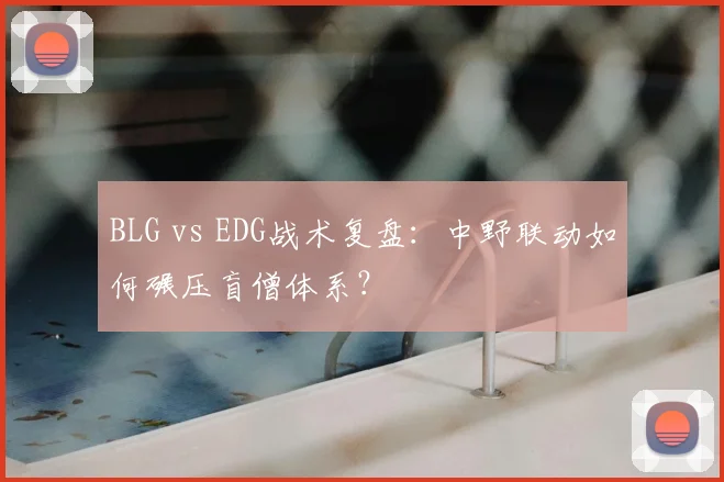 BLG vs EDG战术复盘：中野联动如何碾压盲僧体系？